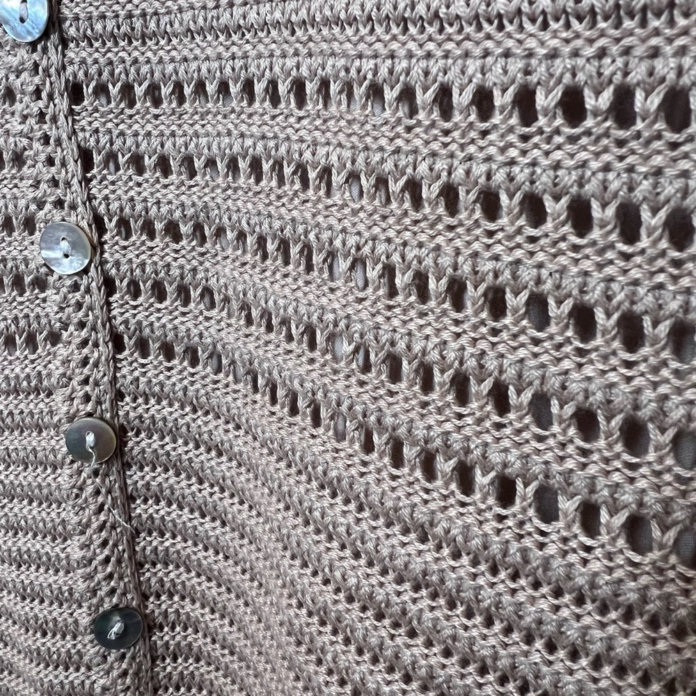 Pink Republic‎ Feminine Beige Knit Pointelle Dress Lined Cotton Blend Silhouette - Picture 4 of 7